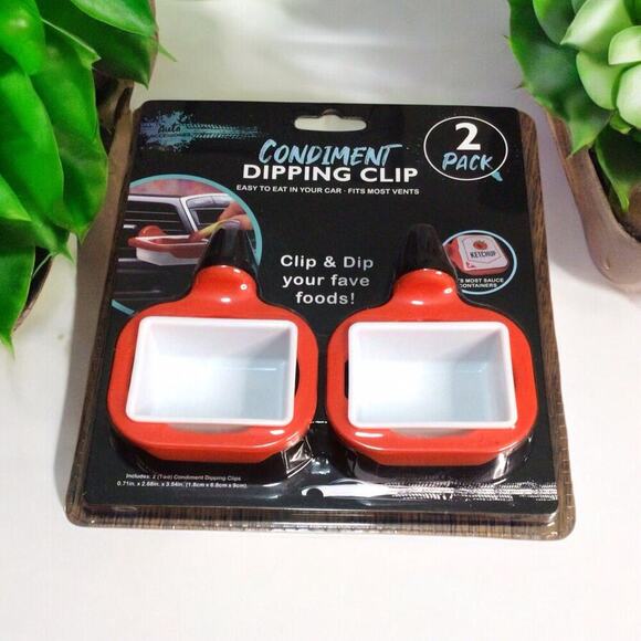 Fast Food Condiment Dip Clip in Vent Clip & Dip Your Sauce Ketchup 2pk New - Picture 1 of 2